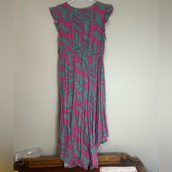 Jessica Simpson Green and Pink Asymmetrical Sundress, Size L - Picture 8 of 8